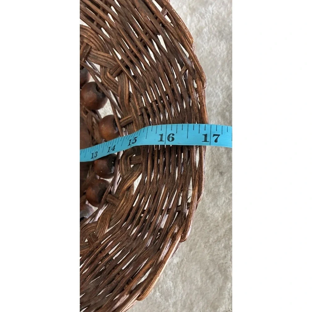 Handwoven Willow Wooden Bead Gathering‎ Basket Philippines Vintage 1980s